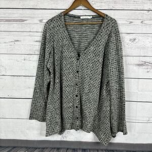 Cut Loose Sweater Womens 2X Gray Vneck Cardigan Button‎ Textured Lagenlook